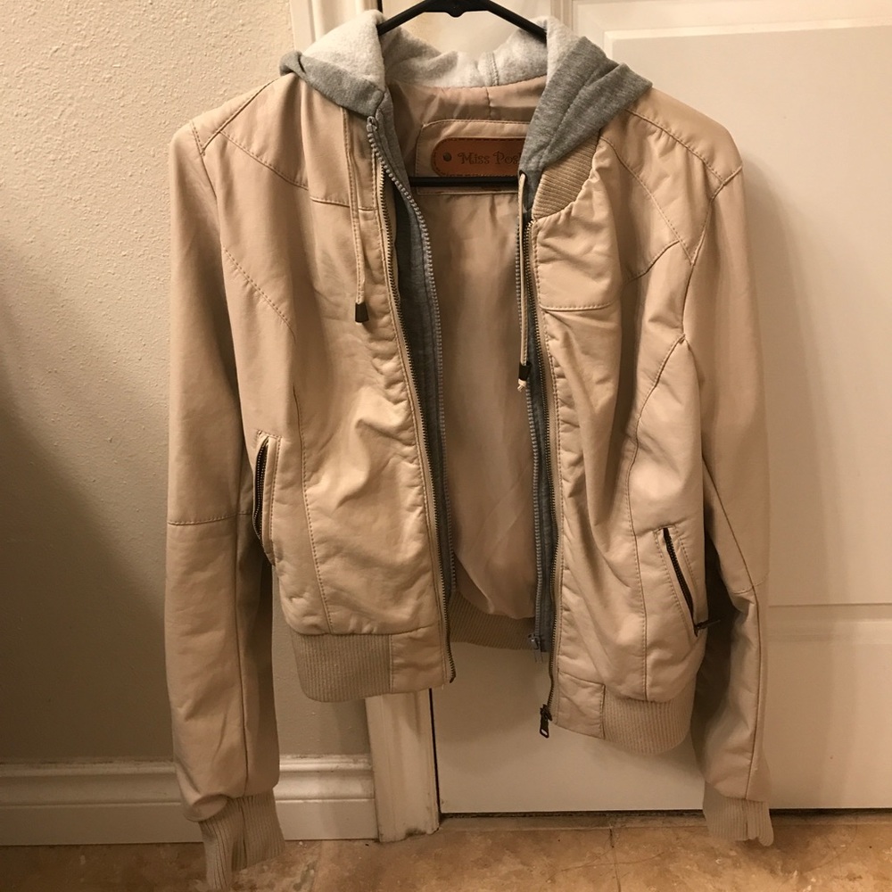 Beige faux leather jacket
